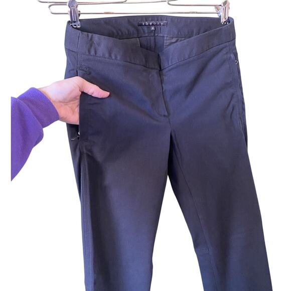 Theory Pants Womens Size 0 Black Low Rise Dressy Career Wear Office Trousers - Picture 2 of 14